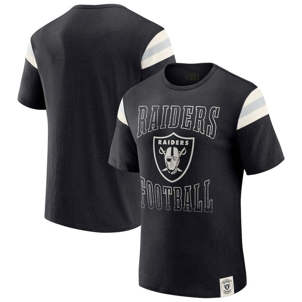 Las Vegas Raiders Darius Rucker Collection Football Stripe Sleeve T-Shirt Black | Fanatics