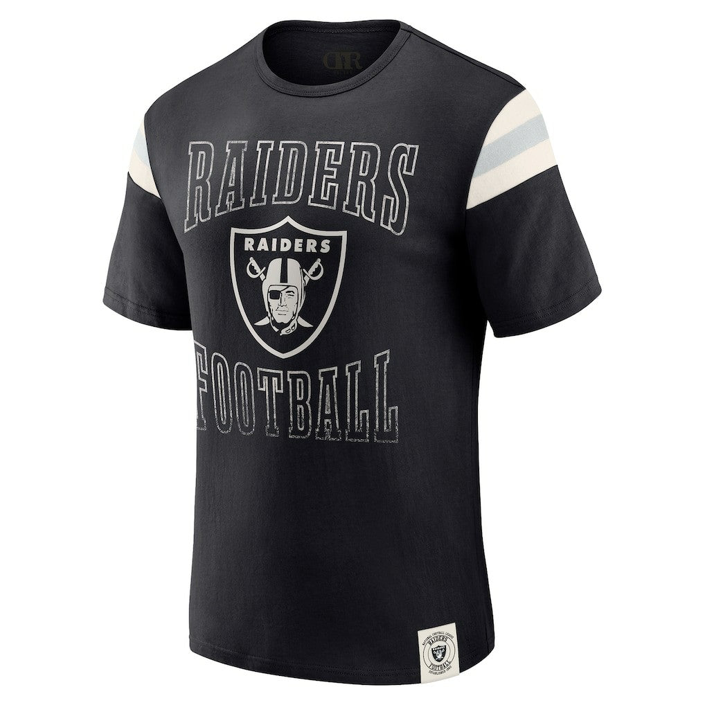 Las Vegas Raiders Darius Rucker Collection Football Stripe Sleeve T-Shirt Black | Fanatics