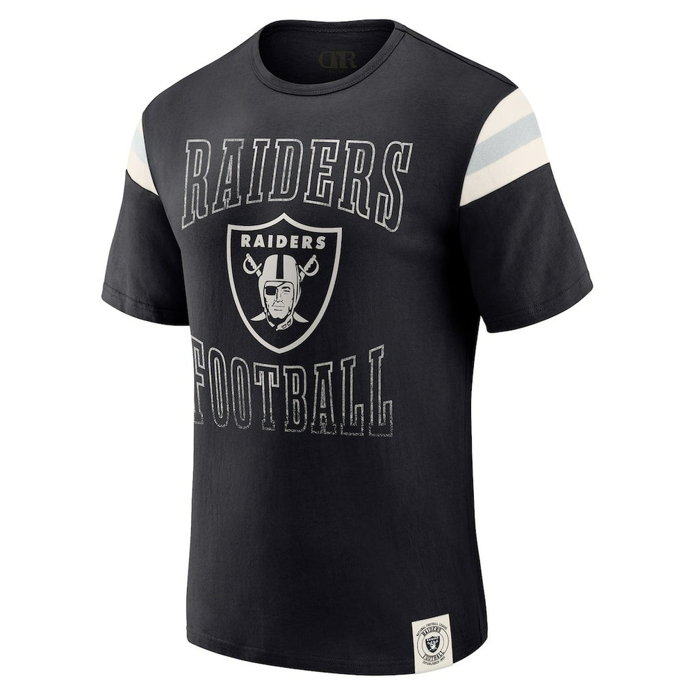 Las Vegas Raiders Darius Rucker Collection Football Stripe Sleeve T-Shirt Black | Fanatics