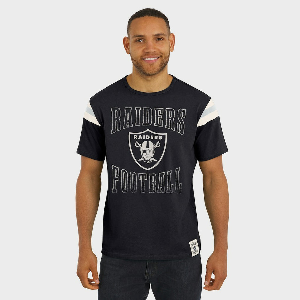 Las Vegas Raiders Darius Rucker Collection Football Stripe Sleeve T-Shirt Black | Fanatics
