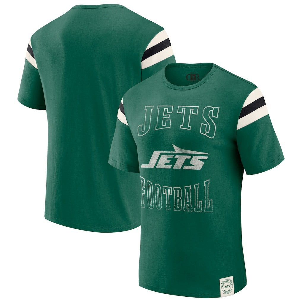 New York Jets Darius Rucker Collection Football Stripe Sleeve T-Shirt Green | Fanatics