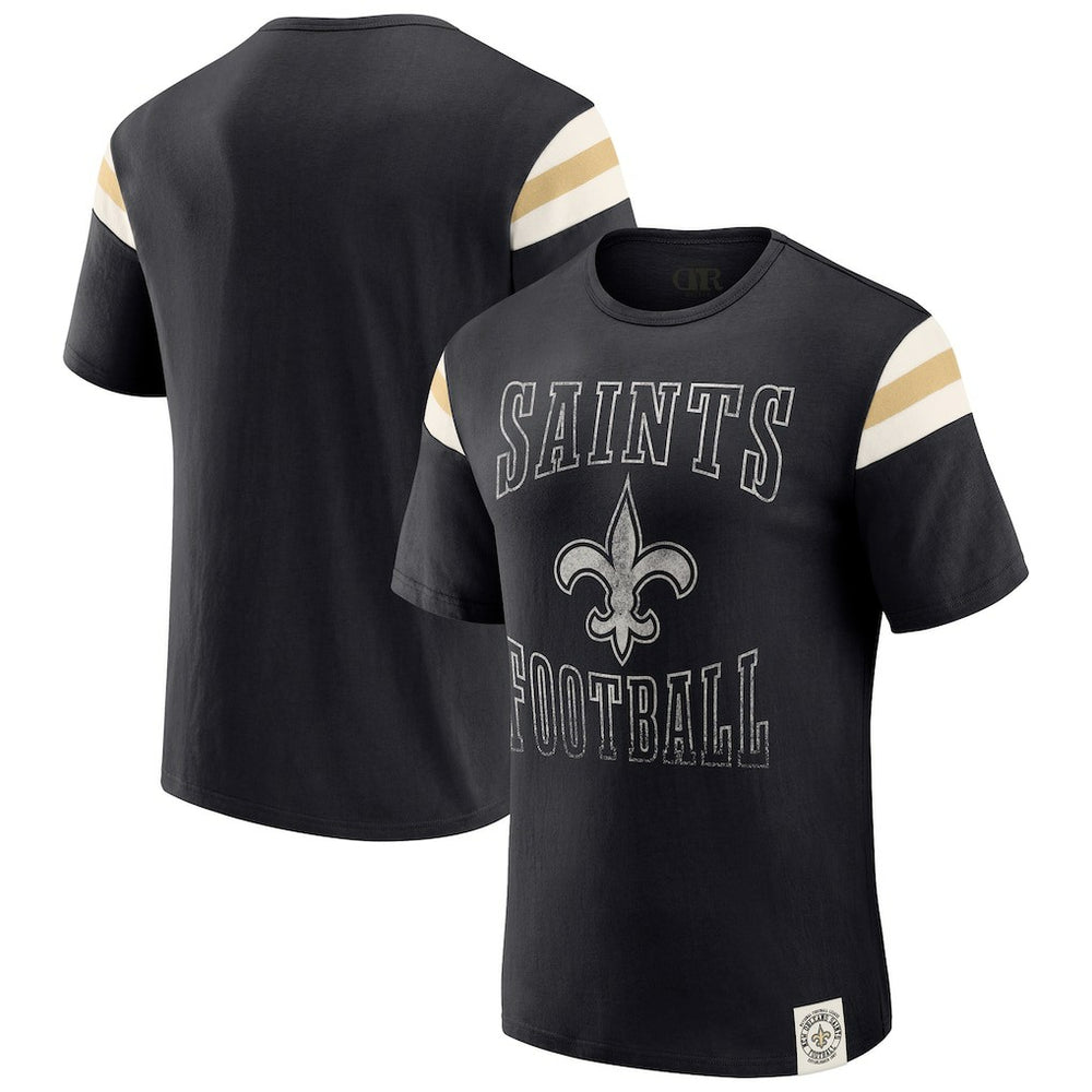New Orleans Saints Darius Rucker Collection Football Stripe Sleeve T-Shirt Black | Fanatics