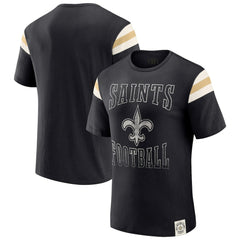 New Orleans Saints Darius Rucker Collection Football Stripe Sleeve T-Shirt Black | Fanatics