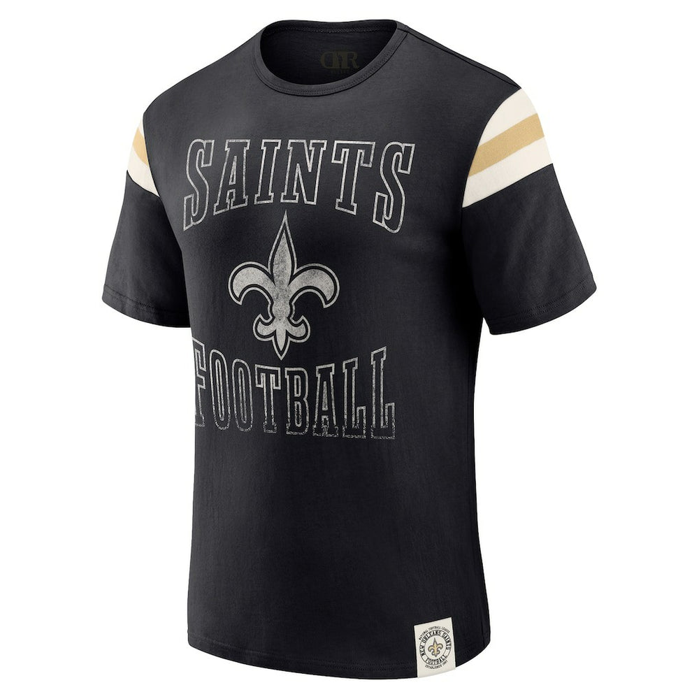 New Orleans Saints Darius Rucker Collection Football Stripe Sleeve T-Shirt Black | Fanatics