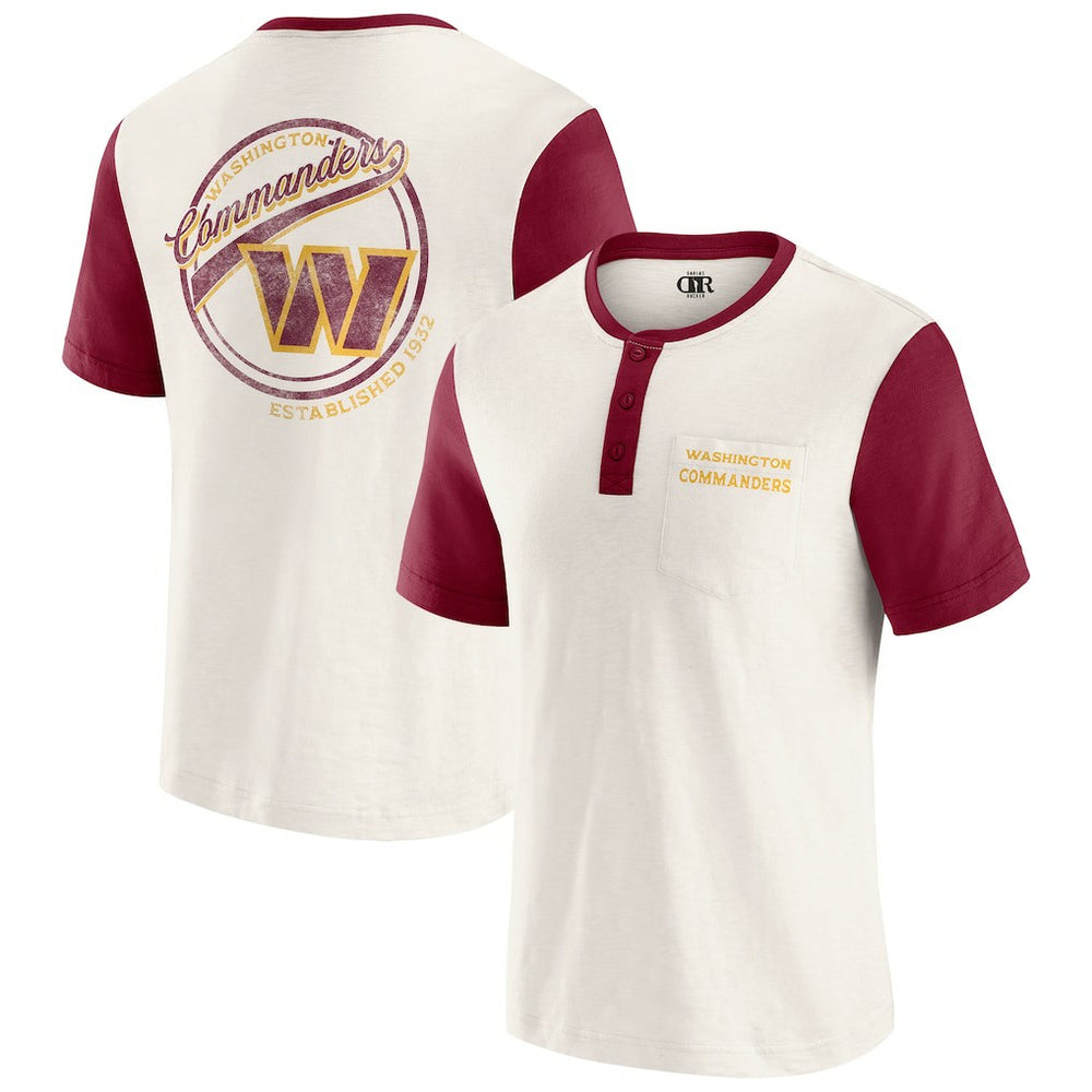 Washington Commanders Darius Rucker Collection Henley Colorblock Slub Pocket T-Shirt Cream | Fanatics