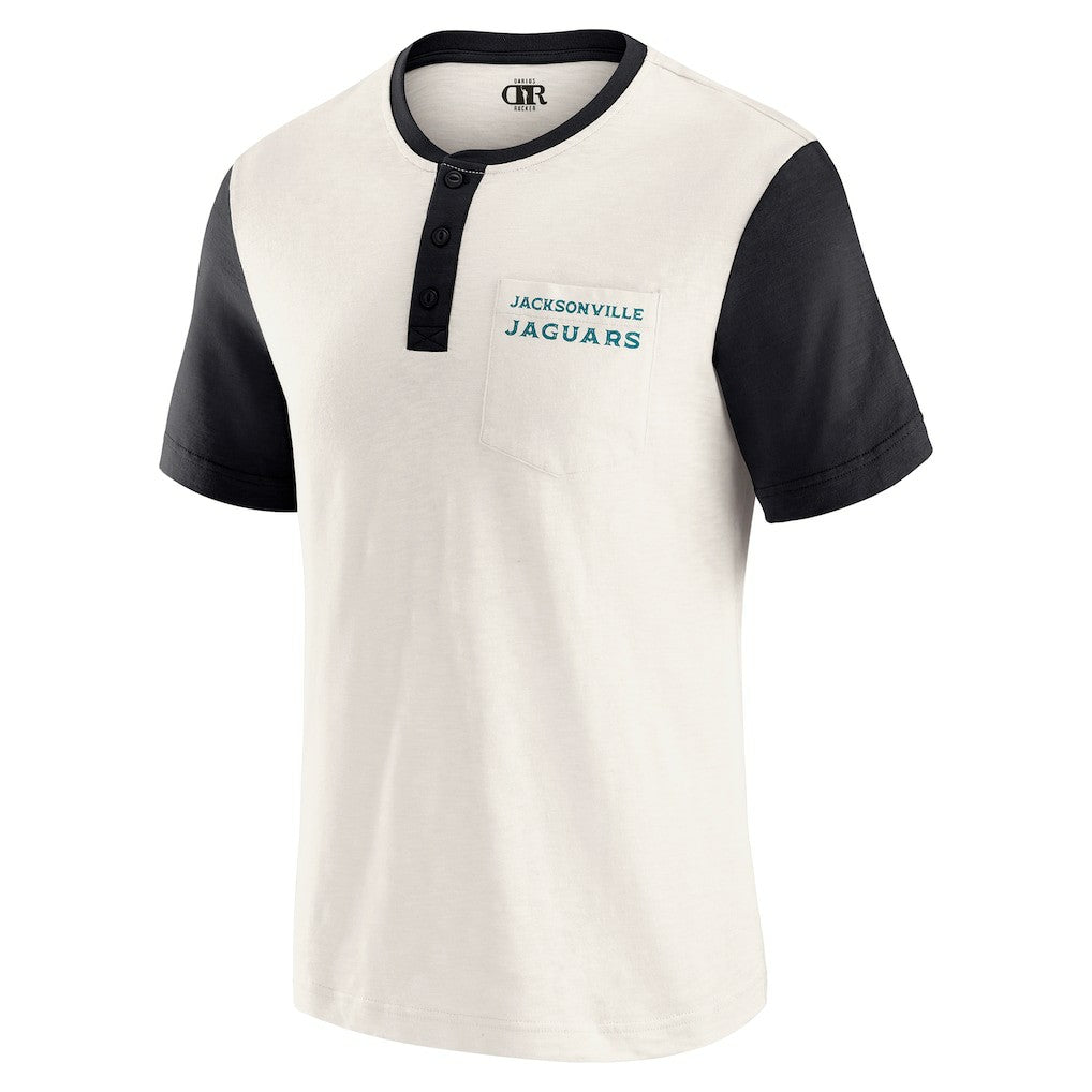Jacksonville Jaguars Darius Rucker Collection Henley Colorblock Slub Pocket T-Shirt Cream | Fanatics