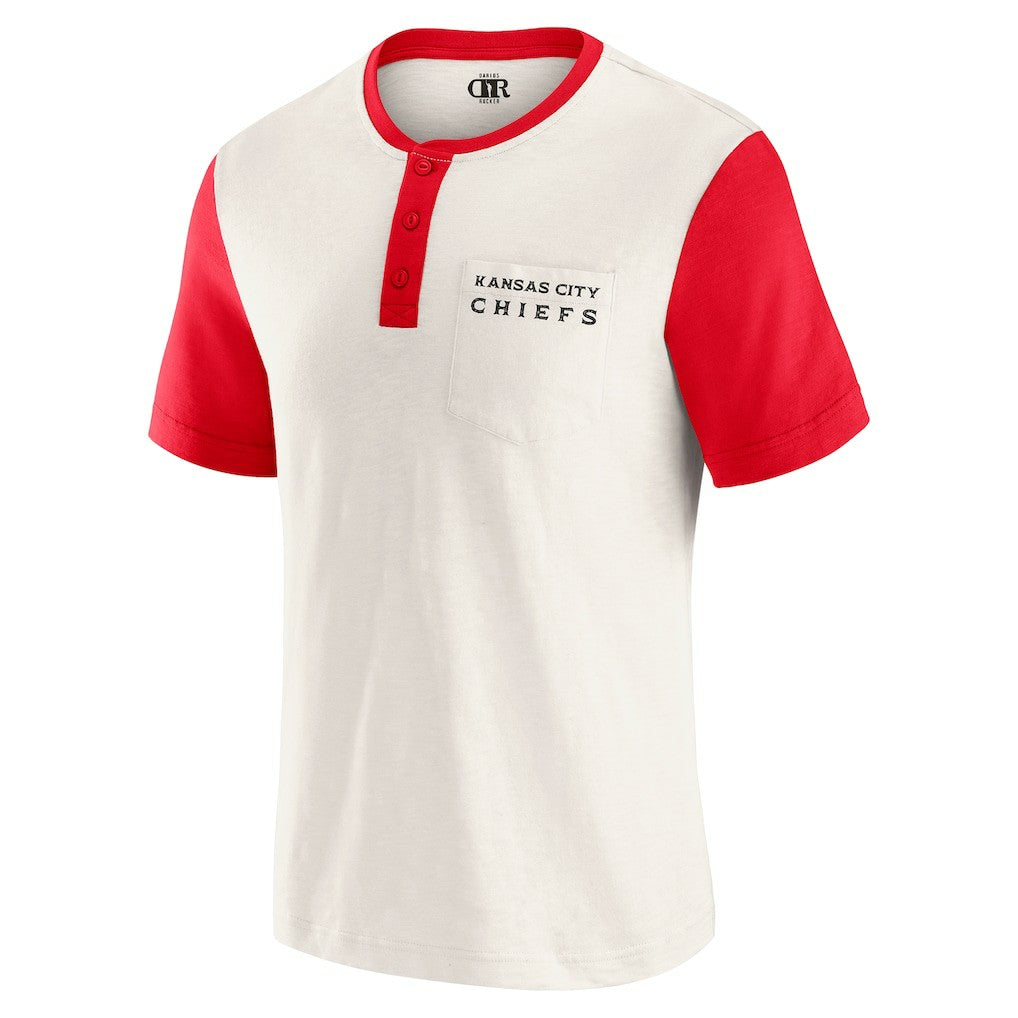 Kansas City Chiefs Darius Rucker Collection Henley Colorblock Slub Pocket T-Shirt Cream | Fanatics
