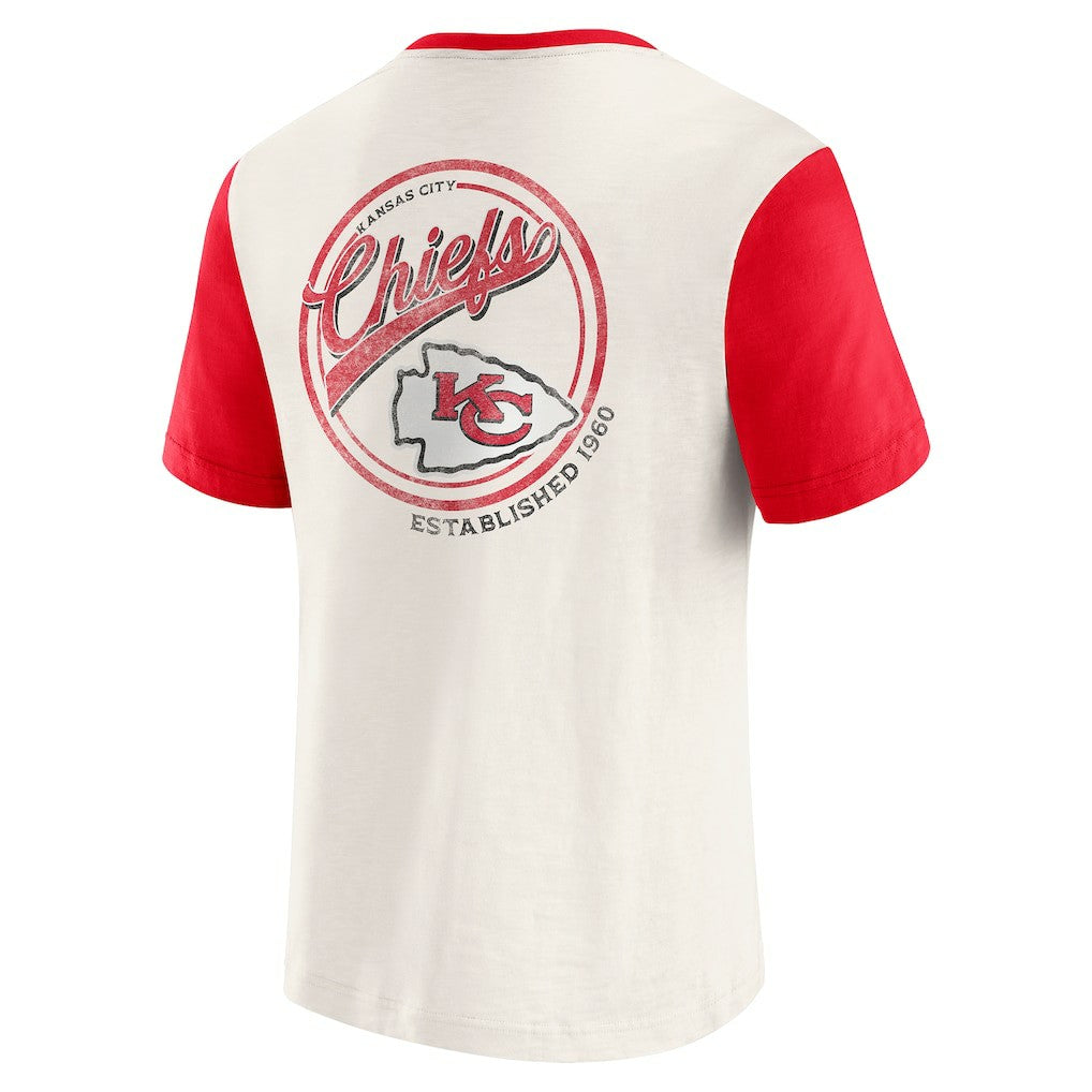 Kansas City Chiefs Darius Rucker Collection Henley Colorblock Slub Pocket T-Shirt Cream | Fanatics