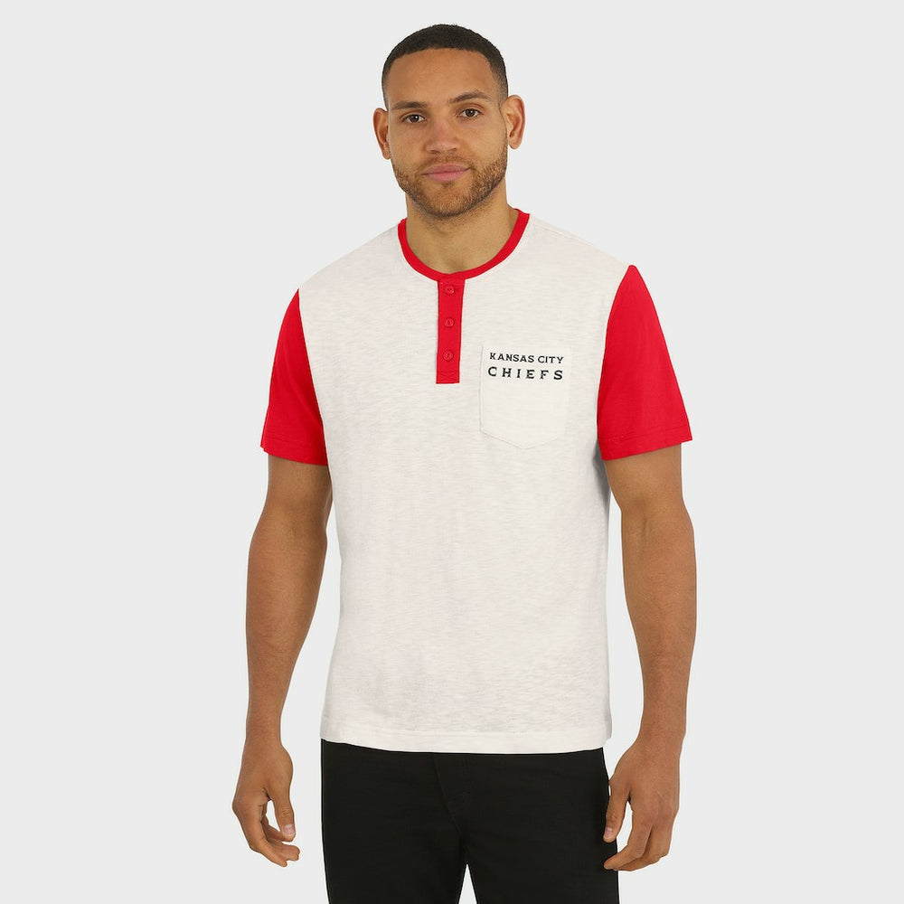 Kansas City Chiefs Darius Rucker Collection Henley Colorblock Slub Pocket T-Shirt Cream | Fanatics