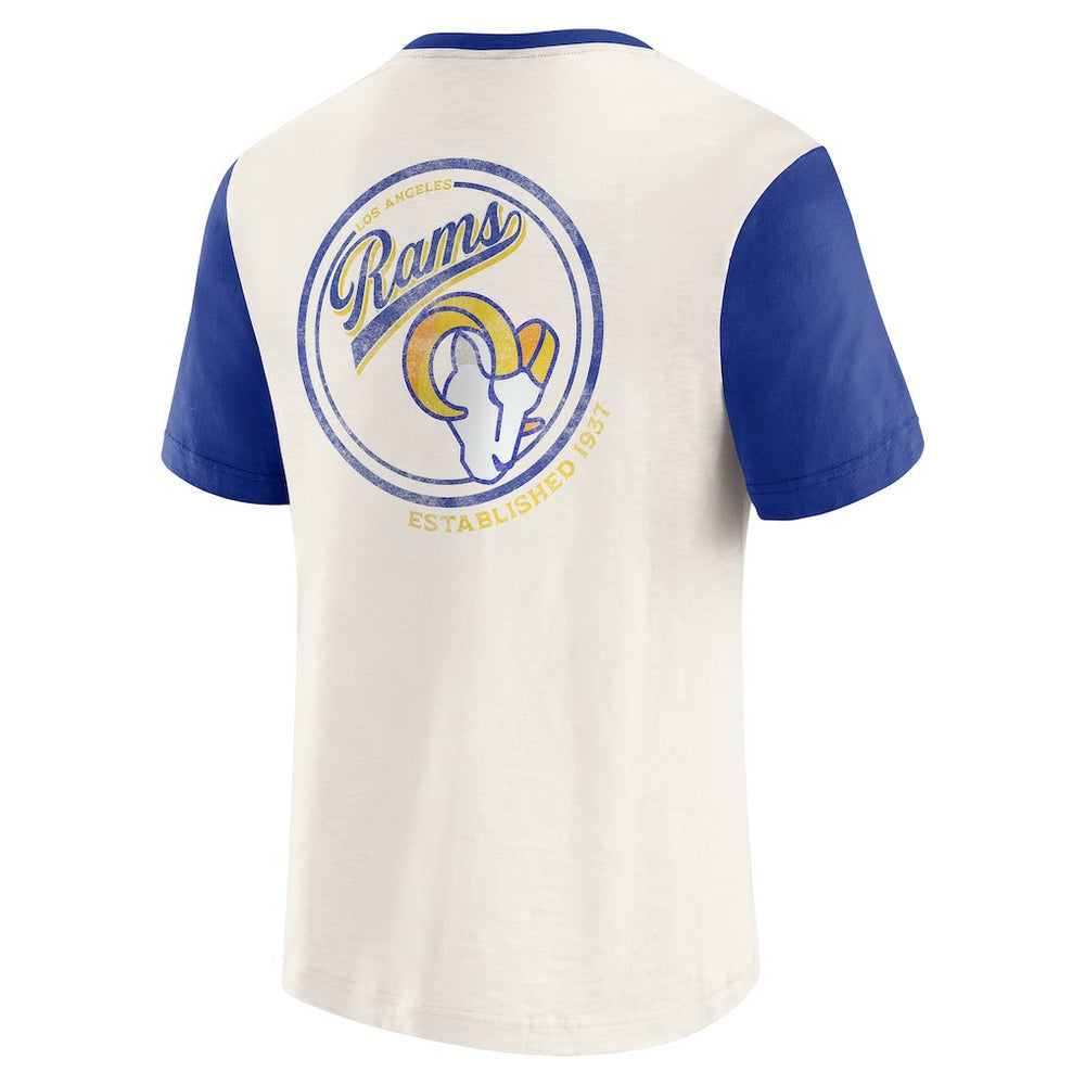 Los Angeles Rams Darius Rucker Collection Henley Colorblock Slub Pocket T-Shirt Cream | Fanatics