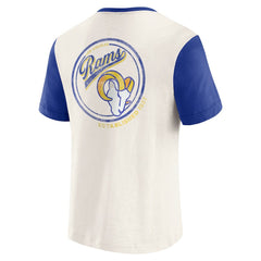 Los Angeles Rams Darius Rucker Collection Henley Colorblock Slub Pocket T-Shirt Cream | Fanatics