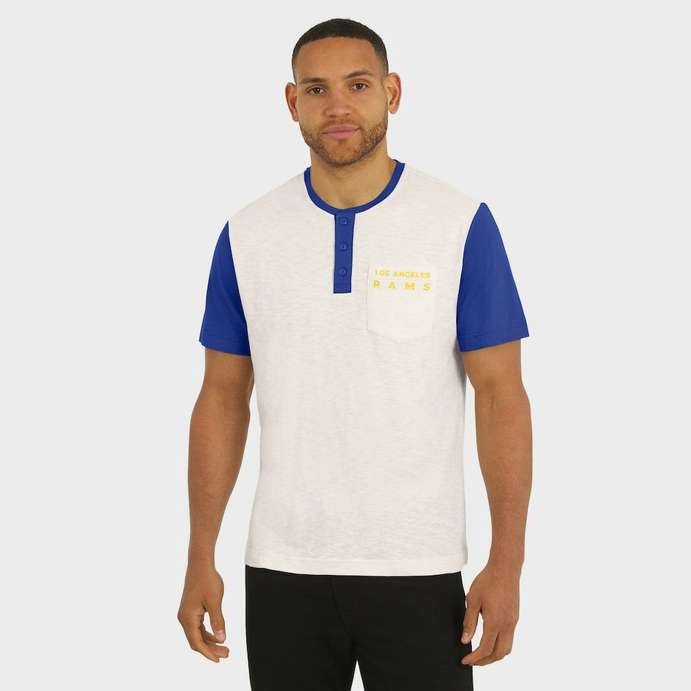 Los Angeles Rams Darius Rucker Collection Henley Colorblock Slub Pocket T-Shirt Cream | Fanatics