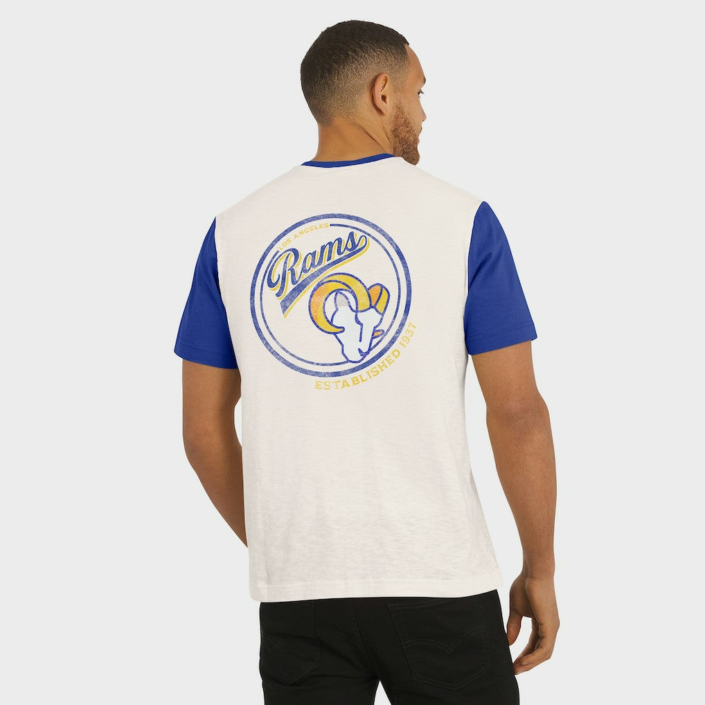 Los Angeles Rams Darius Rucker Collection Henley Colorblock Slub Pocket T-Shirt Cream | Fanatics