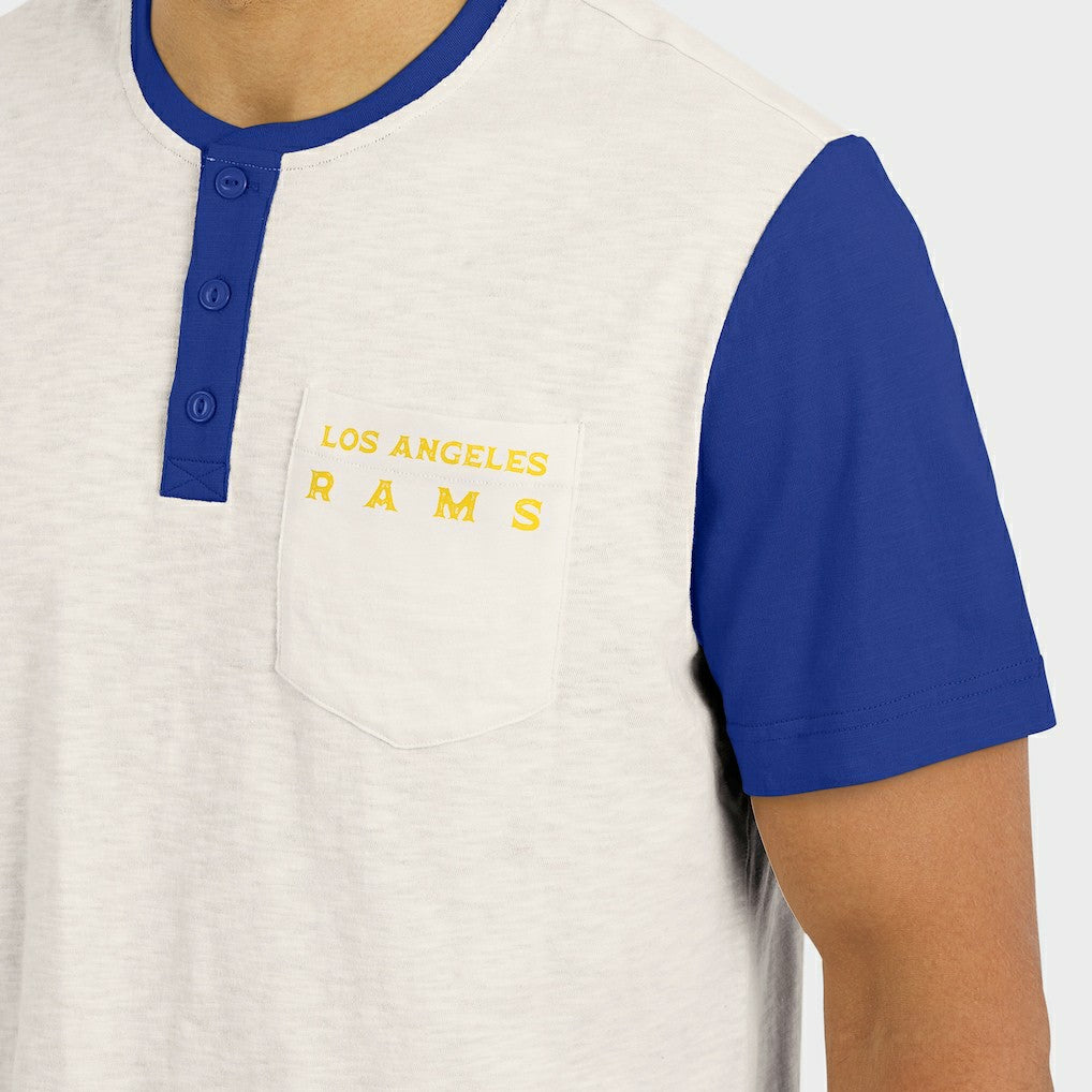Los Angeles Rams Darius Rucker Collection Henley Colorblock Slub Pocket T-Shirt Cream | Fanatics