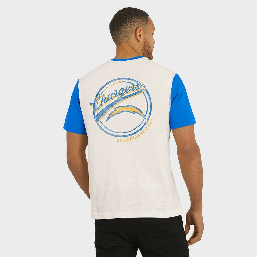 Los Angeles Chargers Darius Rucker Collection Henley Colorblock Slub Pocket T-Shirt Cream | Fanatics