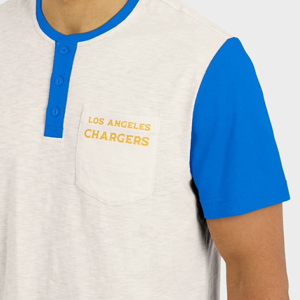 Los Angeles Chargers Darius Rucker Collection Henley Colorblock Slub Pocket T-Shirt Cream | Fanatics