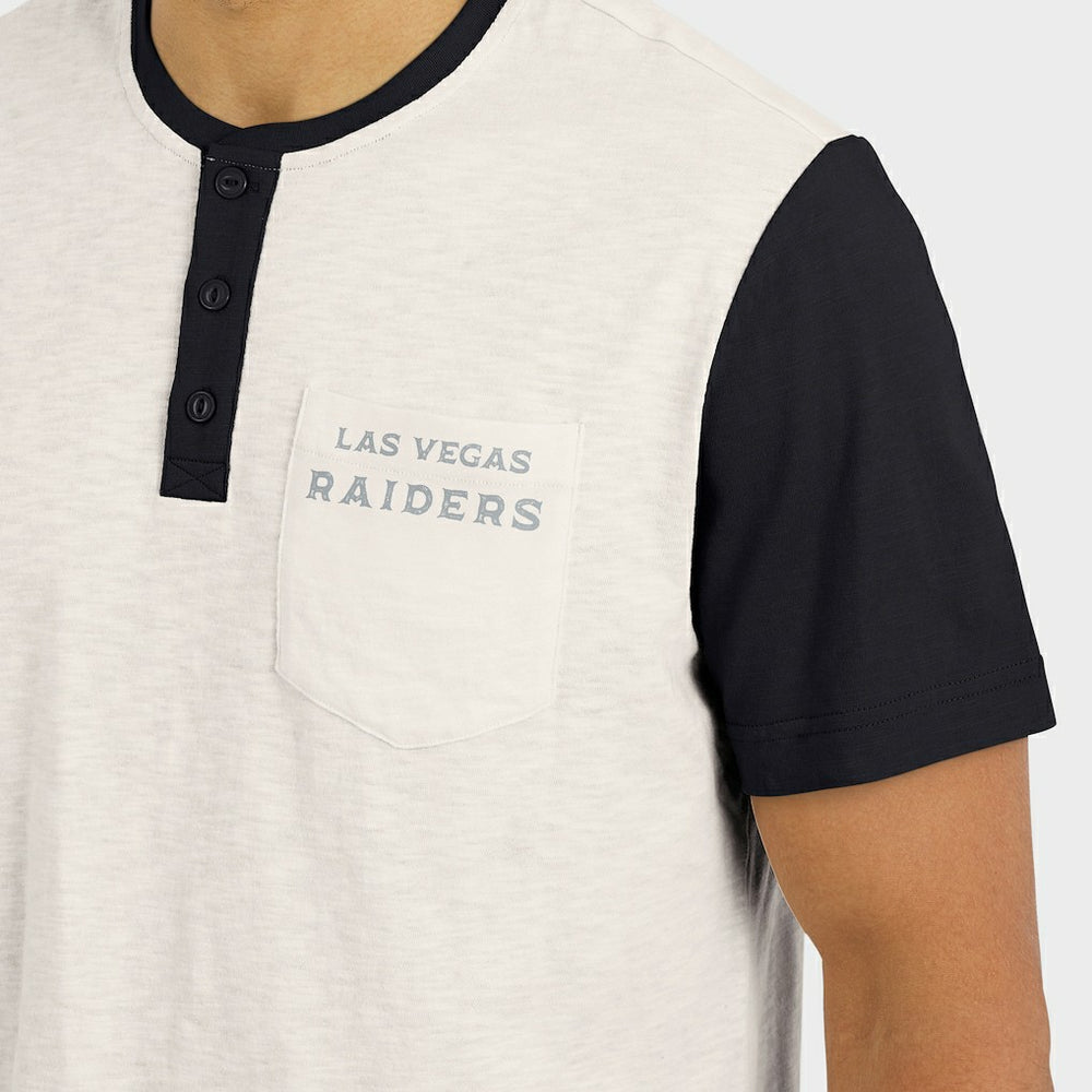 Las Vegas Raiders Darius Rucker Collection Henley Colorblock Slub Pocket T-Shirt Cream | Fanatics