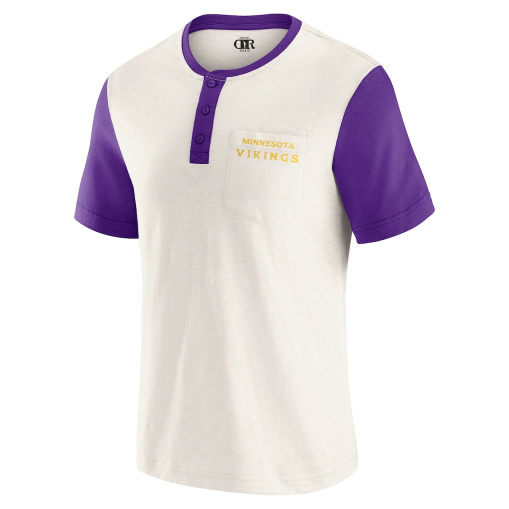 Minnesota Vikings Darius Rucker Collection Henley Colorblock Slub Pocket T-Shirt Cream | Fanatics
