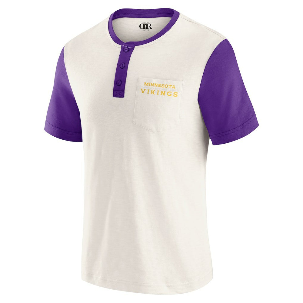 Minnesota Vikings Darius Rucker Collection Henley Colorblock Slub Pocket T-Shirt Cream | Fanatics