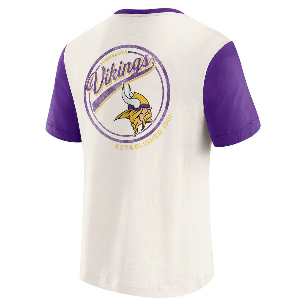 Minnesota Vikings Darius Rucker Collection Henley Colorblock Slub Pocket T-Shirt Cream | Fanatics