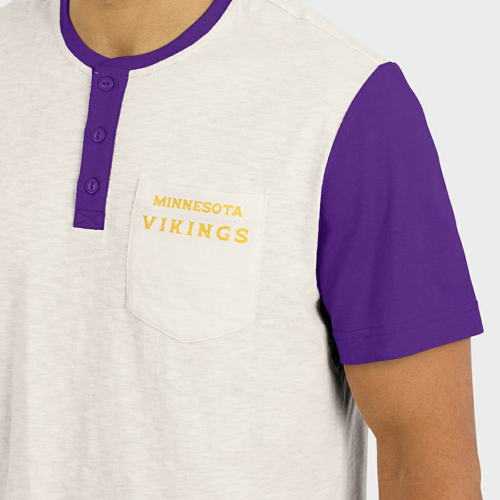 Minnesota Vikings Darius Rucker Collection Henley Colorblock Slub Pocket T-Shirt Cream | Fanatics