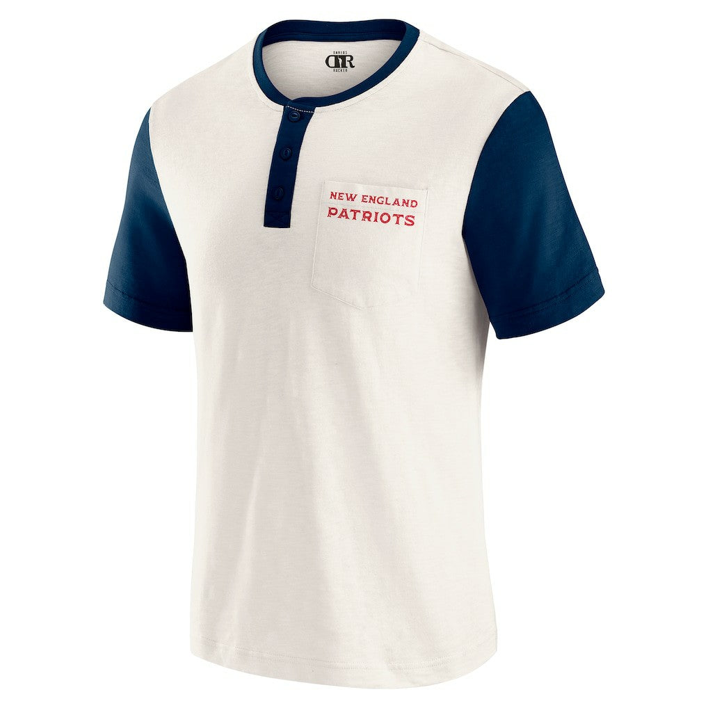 New England Patriots Darius Rucker Collection Henley Colorblock Slub Pocket T-Shirt Cream | Fanatics