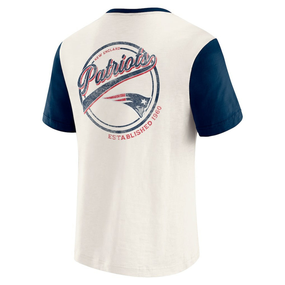 New England Patriots Darius Rucker Collection Henley Colorblock Slub Pocket T-Shirt Cream | Fanatics