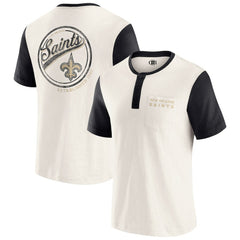 New Orleans Saints Darius Rucker Collection Henley Colorblock Slub Pocket T-Shirt Cream | Fanatics