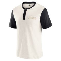 New Orleans Saints Darius Rucker Collection Henley Colorblock Slub Pocket T-Shirt Cream | Fanatics