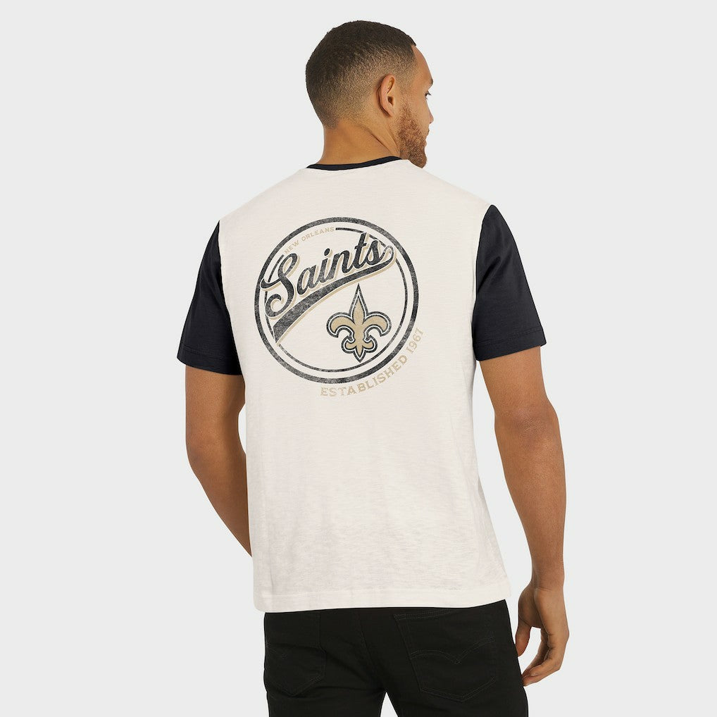 New Orleans Saints Darius Rucker Collection Henley Colorblock Slub Pocket T-Shirt Cream | Fanatics