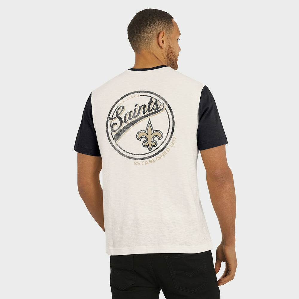 New Orleans Saints Darius Rucker Collection Henley Colorblock Slub Pocket T-Shirt Cream | Fanatics