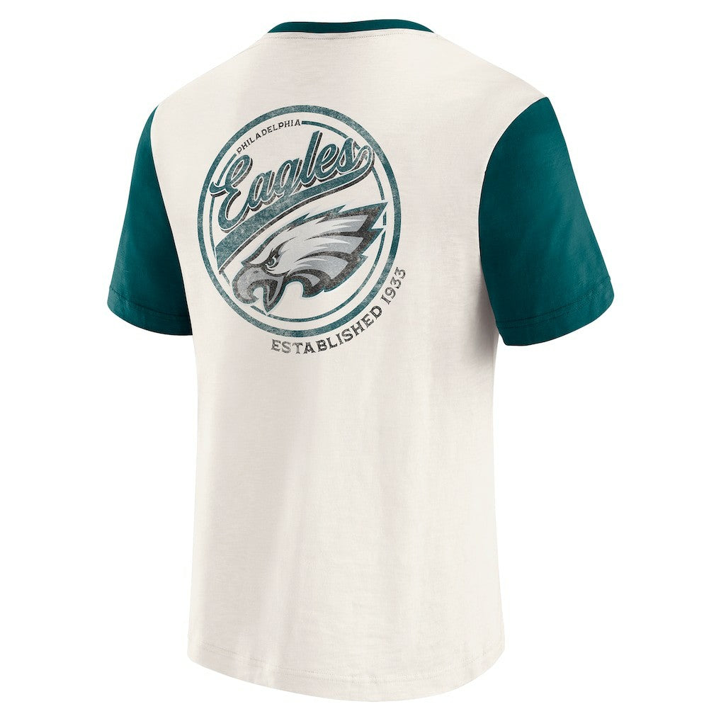 Philadelphia Eagles Darius Rucker Collection Henley Colorblock Slub Pocket T-Shirt Cream | Fanatics