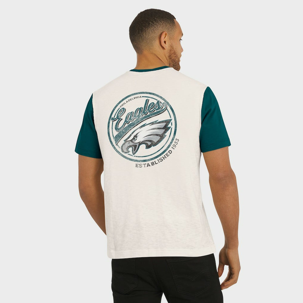 Philadelphia Eagles Darius Rucker Collection Henley Colorblock Slub Pocket T-Shirt Cream | Fanatics