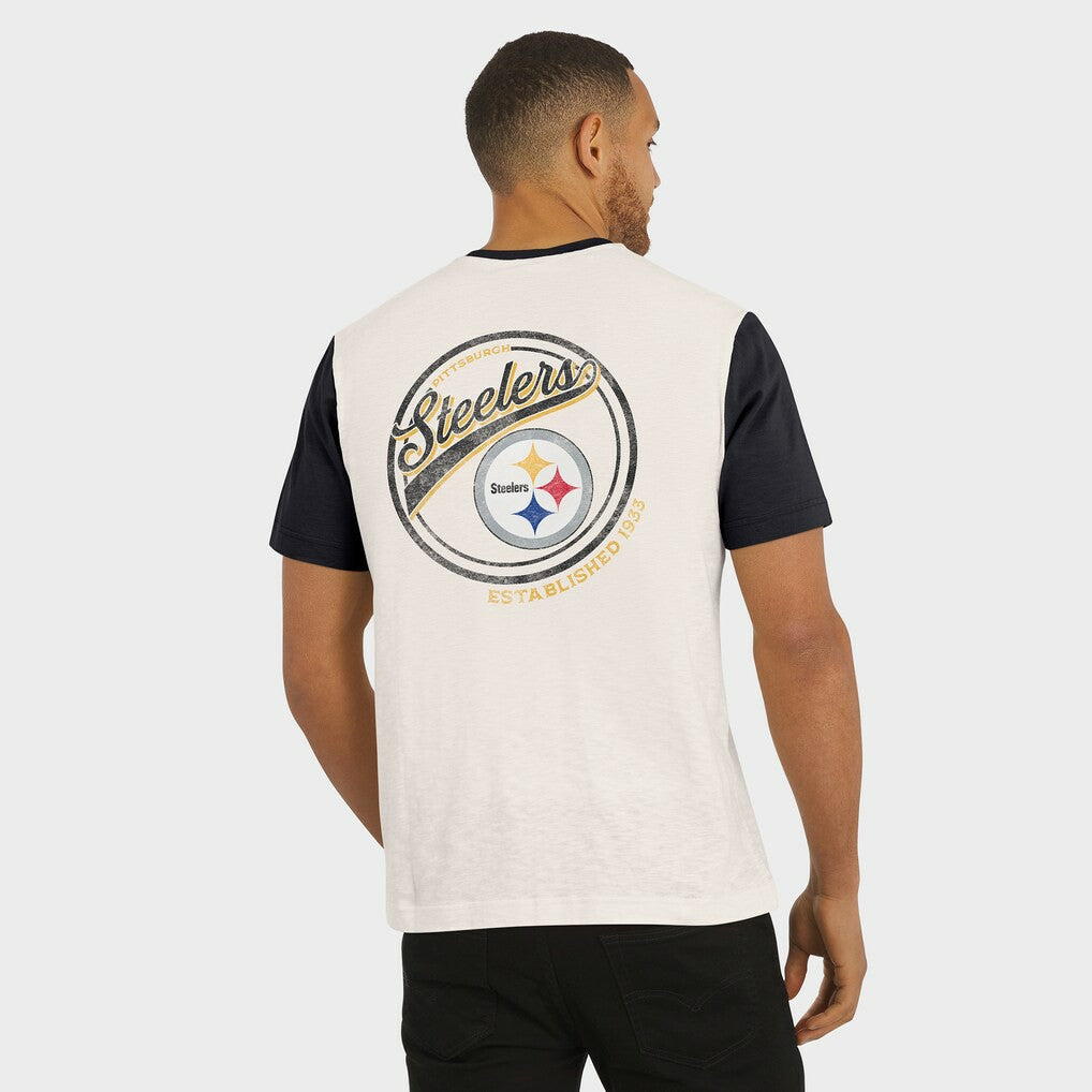 Pittsburgh Steelers Darius Rucker Collection Henley Colorblock Slub Pocket T-Shirt Cream | Fanatics