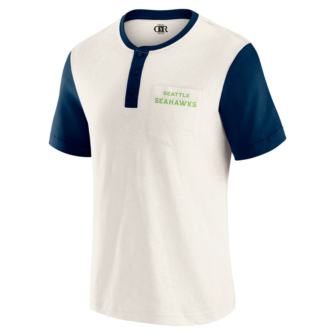 Seattle Seahawks Darius Rucker Collection Henley Colorblock Slub Pocket T-Shirt Cream | Fanatics