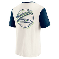 Seattle Seahawks Darius Rucker Collection Henley Colorblock Slub Pocket T-Shirt Cream | Fanatics