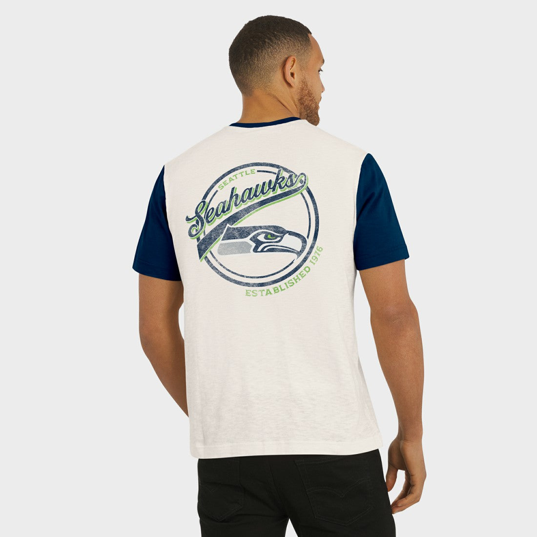 Seattle Seahawks Darius Rucker Collection Henley Colorblock Slub Pocket T-Shirt Cream | Fanatics