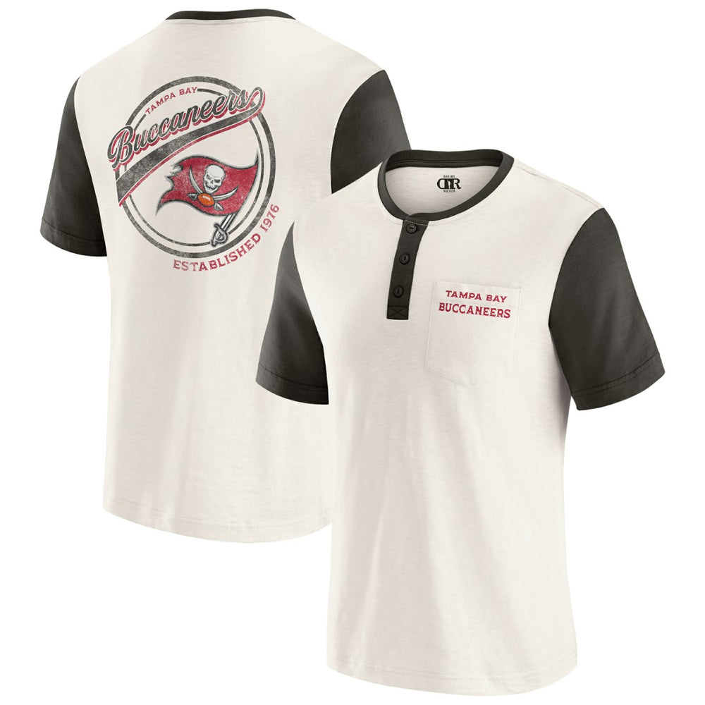 Tampa Bay Buccaneers Darius Rucker Collection Henley Colorblock Slub Pocket T-Shirt Cream | Fanatics