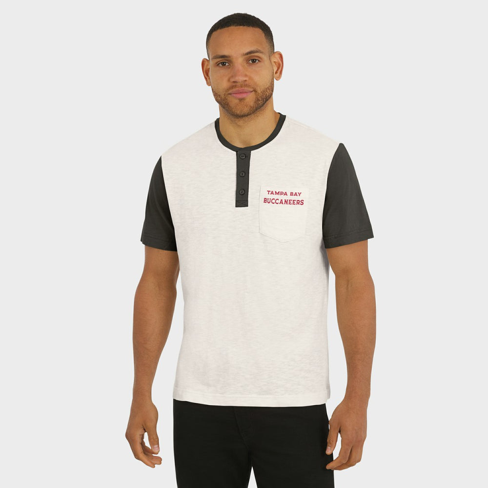 Tampa Bay Buccaneers Darius Rucker Collection Henley Colorblock Slub Pocket T-Shirt Cream | Fanatics