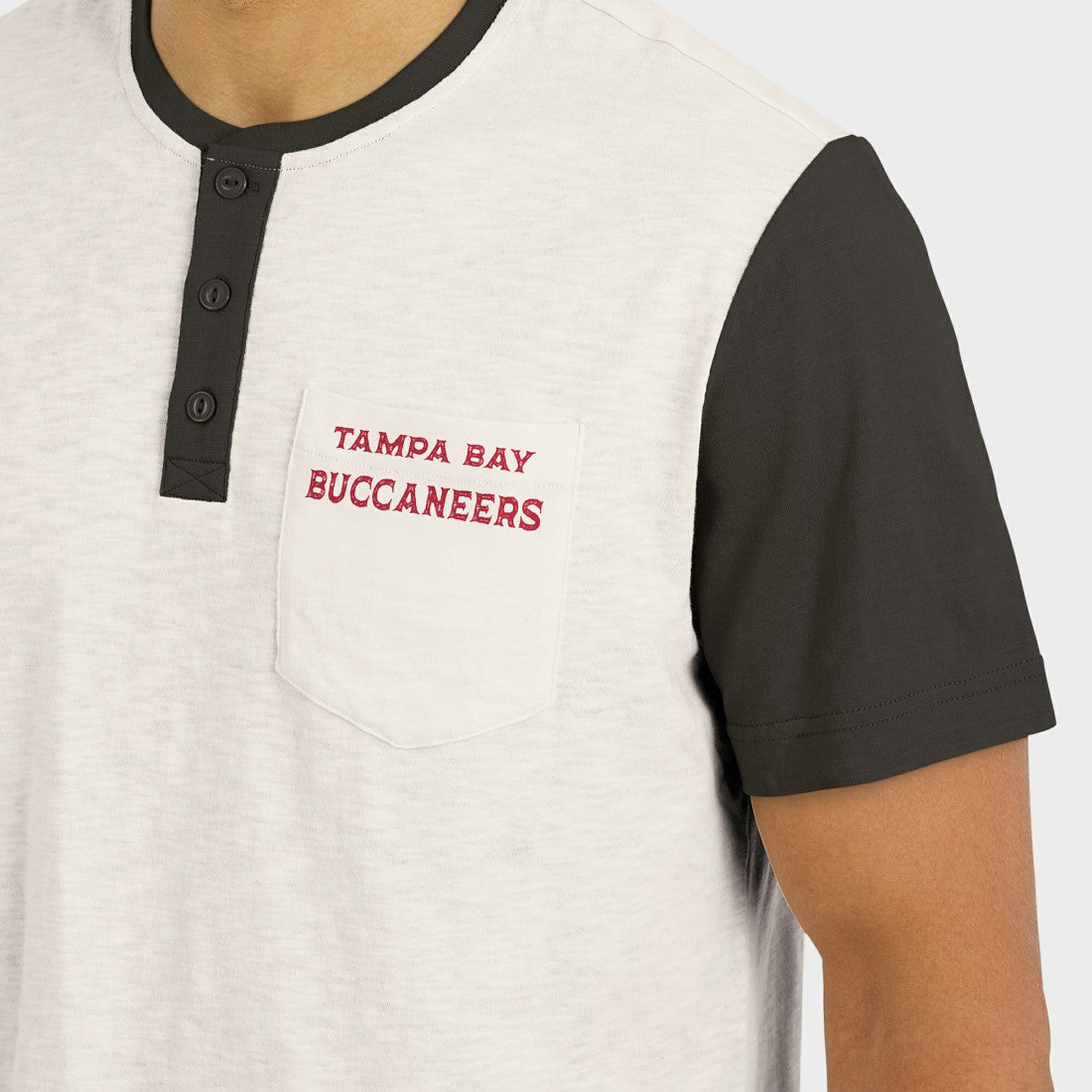 Tampa Bay Buccaneers Darius Rucker Collection Henley Colorblock Slub Pocket T-Shirt Cream | Fanatics