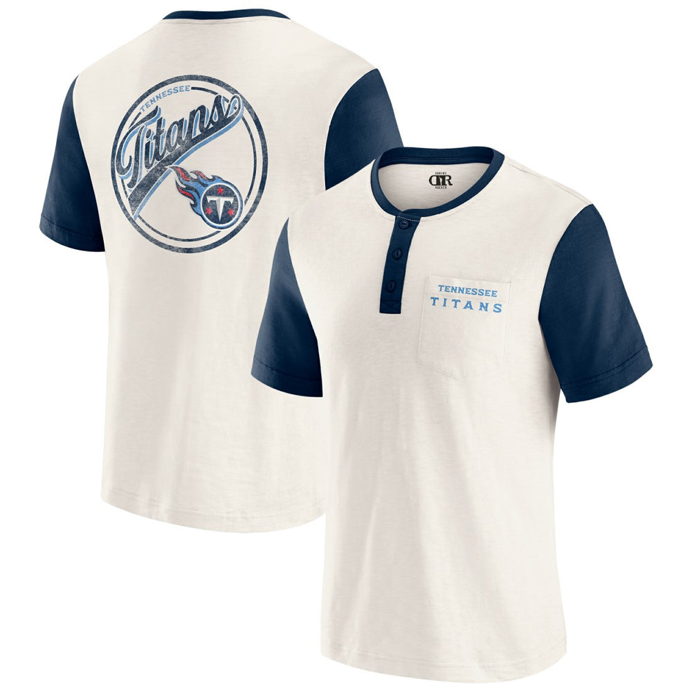 Tennessee Titans Darius Rucker Collection Henley Colorblock Slub Pocket T-Shirt Cream | Fanatics