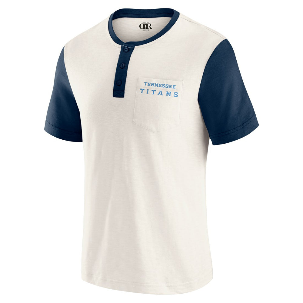 Tennessee Titans Darius Rucker Collection Henley Colorblock Slub Pocket T-Shirt Cream | Fanatics