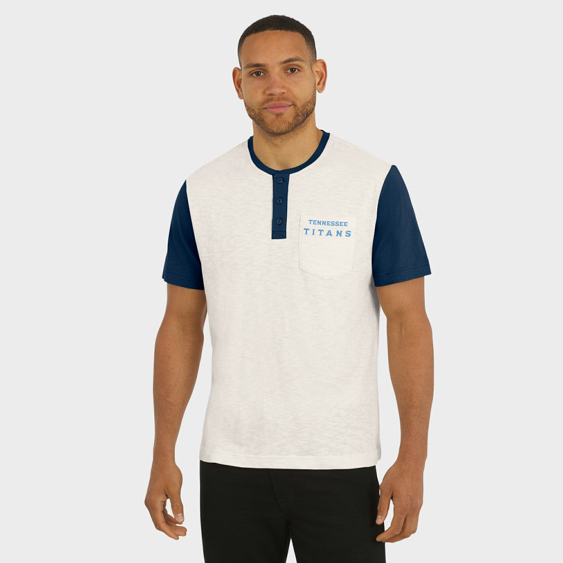 Tennessee Titans Darius Rucker Collection Henley Colorblock Slub Pocket T-Shirt Cream | Fanatics