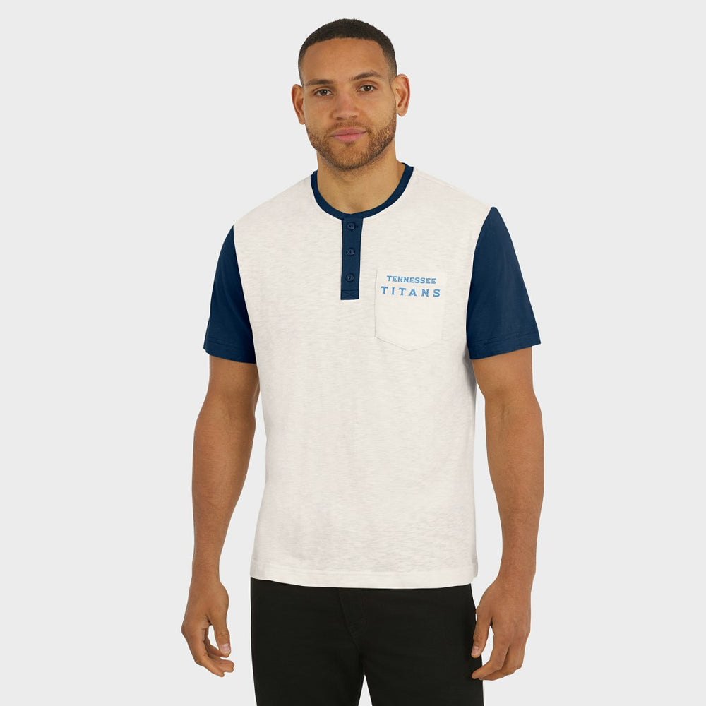 Tennessee Titans Darius Rucker Collection Henley Colorblock Slub Pocket T-Shirt Cream | Fanatics