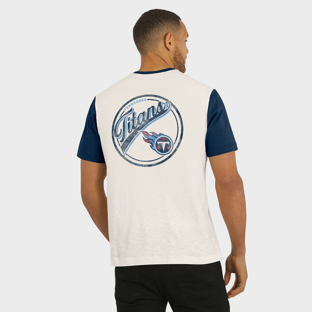 Tennessee Titans Darius Rucker Collection Henley Colorblock Slub Pocket T-Shirt Cream | Fanatics