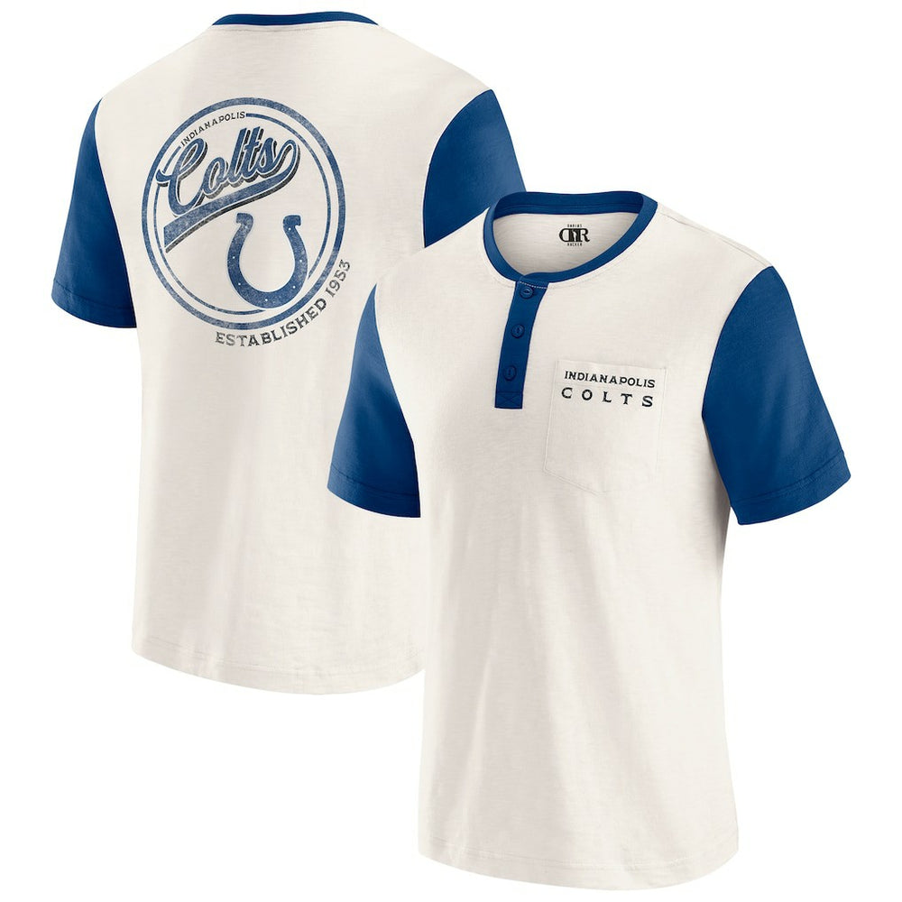 Indianapolis Colts Darius Rucker Collection Henley Colorblock Slub Pocket T-Shirt Cream | Fanatics