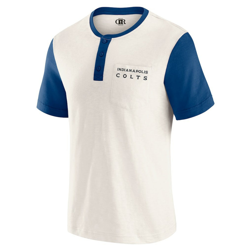 Indianapolis Colts Darius Rucker Collection Henley Colorblock Slub Pocket T-Shirt Cream | Fanatics