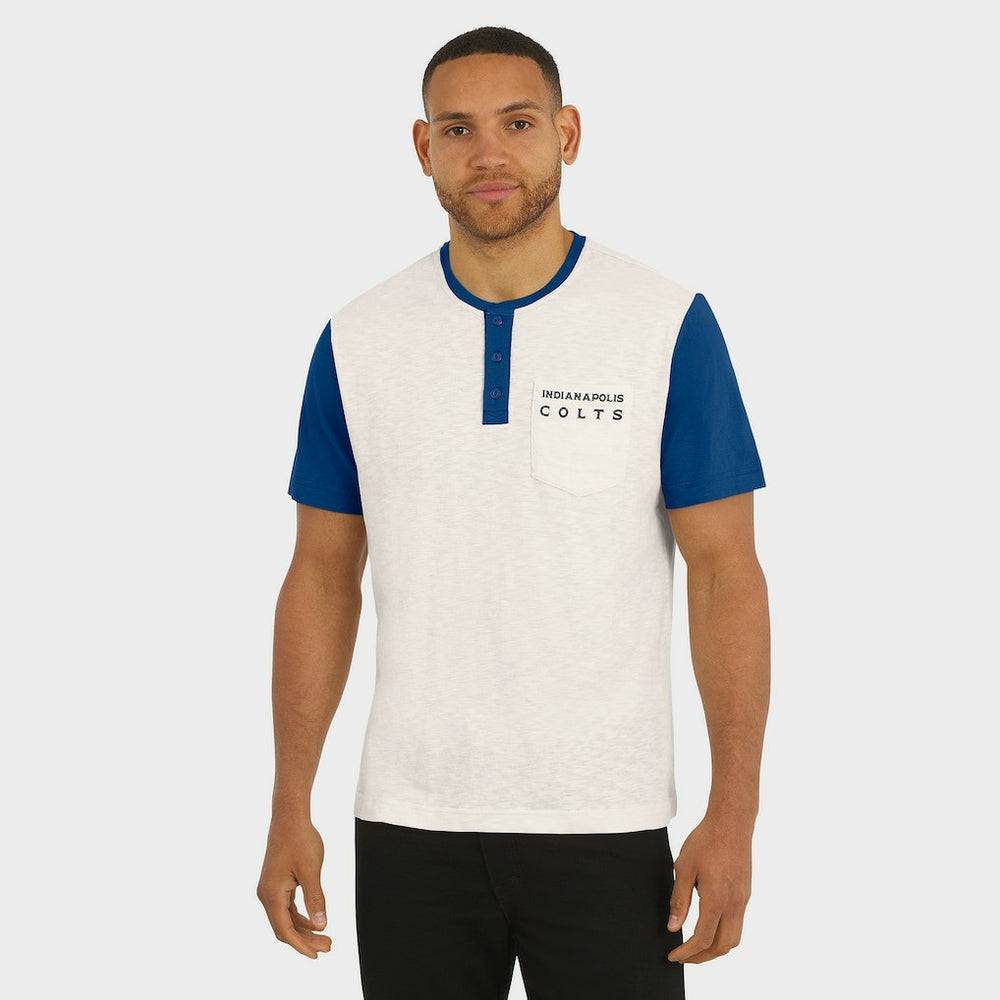 Indianapolis Colts Darius Rucker Collection Henley Colorblock Slub Pocket T-Shirt Cream | Fanatics