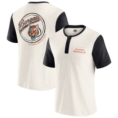 Cincinnati Bengals Darius Rucker Collection Henley Colorblock Slub Pocket T-Shirt Cream | Fanatics