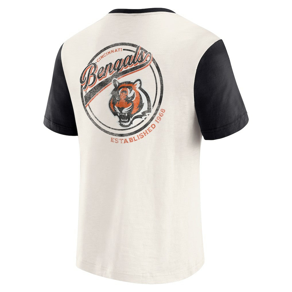Cincinnati Bengals Darius Rucker Collection Henley Colorblock Slub Pocket T-Shirt Cream | Fanatics